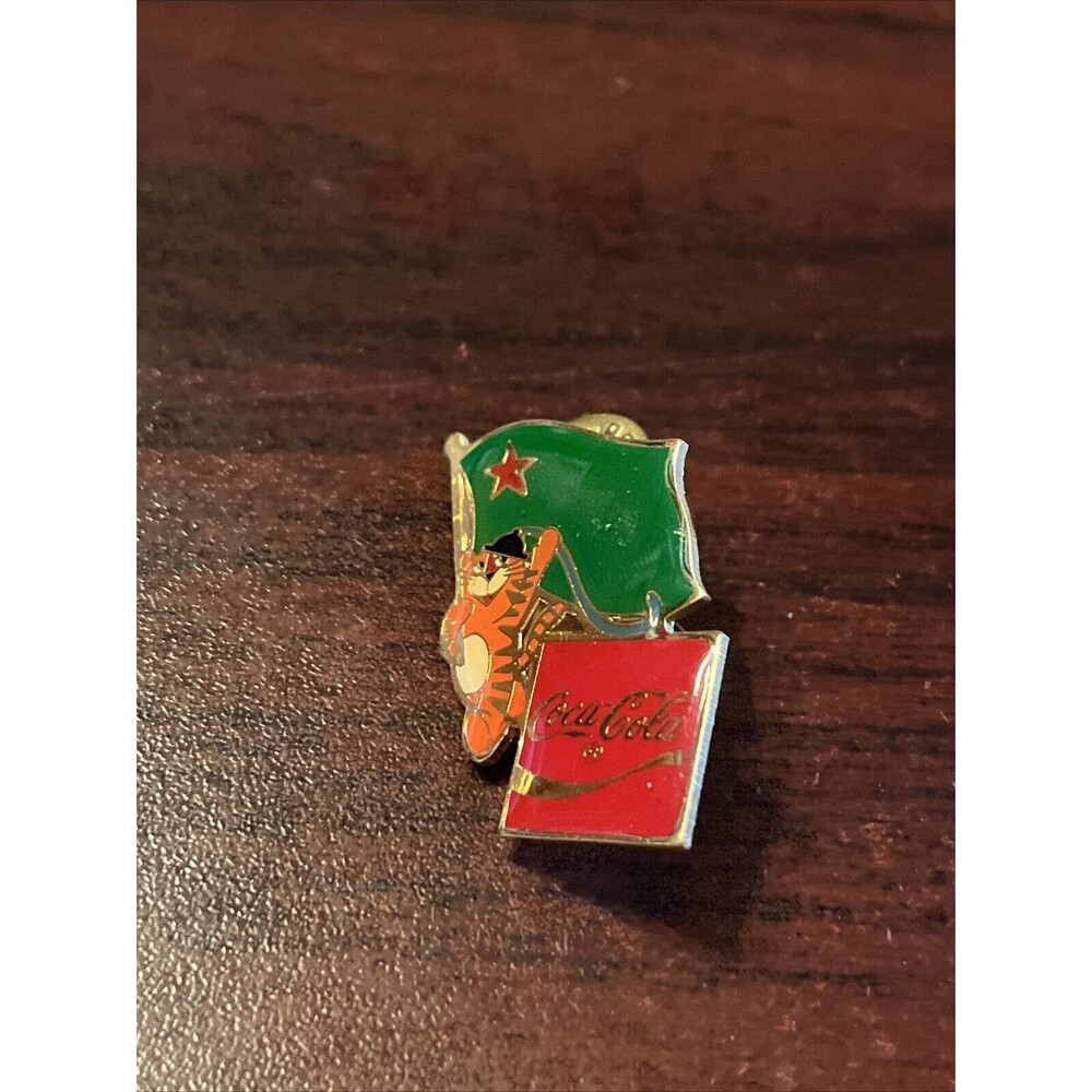 Vintage 1988 Seoul Olympics Coca Cola Hodori Tiger Senegal Flag Lapel Pin